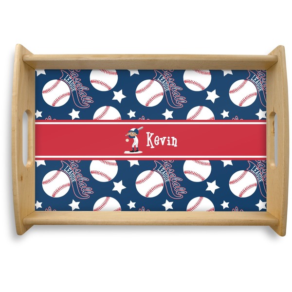 Custom Baseball Natural Wooden Tray - Small (Personalized)