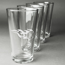 Baseball Pint Glasses - Engraved (Set of 4)