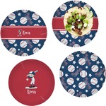 Baseball Set of 4 Glass Lunch / Dinner Plate 10" (Personalized)