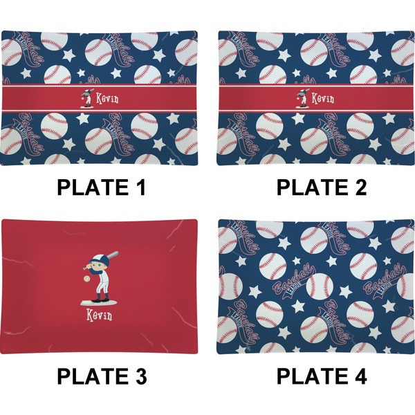 Baseball Set of Rectangular Appetizer / Dessert Plates (Approval)