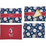 Baseball Set of 4 Glass Rectangular Appetizer / Dessert Plate (Personalized)