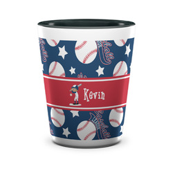 Baseball Ceramic Shot Glass - 1.5 oz - Two Tone - Set of 4 (Personalized)