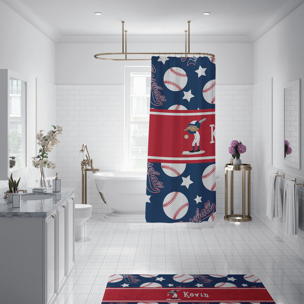 Baseball Shower Curtain - Custom Size