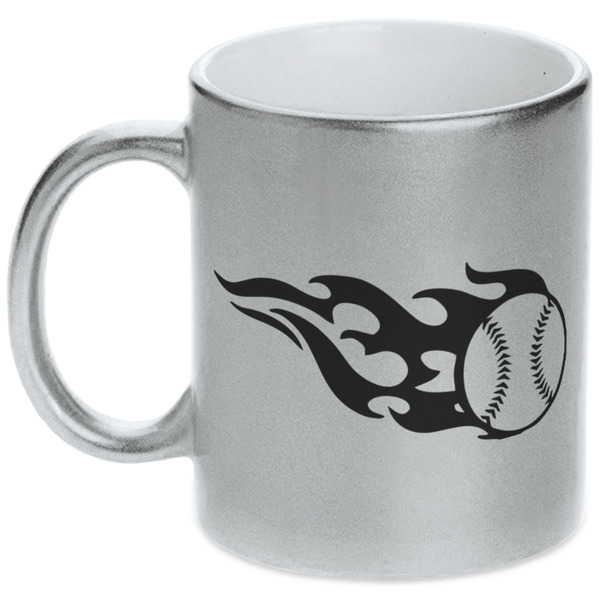Custom Baseball Metallic Silver Mug (Personalized)