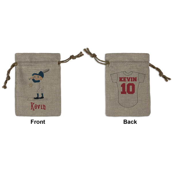 Custom Baseball Small Burlap Gift Bag - Front & Back (Personalized)