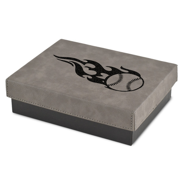 Custom Baseball Small Gift Box w/ Engraved Leather Lid