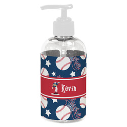 Baseball Plastic Soap / Lotion Dispenser (8 oz - Small - White) (Personalized)
