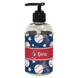 Baseball Plastic Soap / Lotion Dispenser (8 oz - Small - Black) (Personalized)
