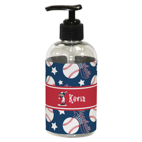 Custom Baseball Plastic Soap / Lotion Dispenser (8 oz - Small - Black) (Personalized)