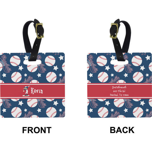 Baseball Square Luggage Tag (Front + Back)