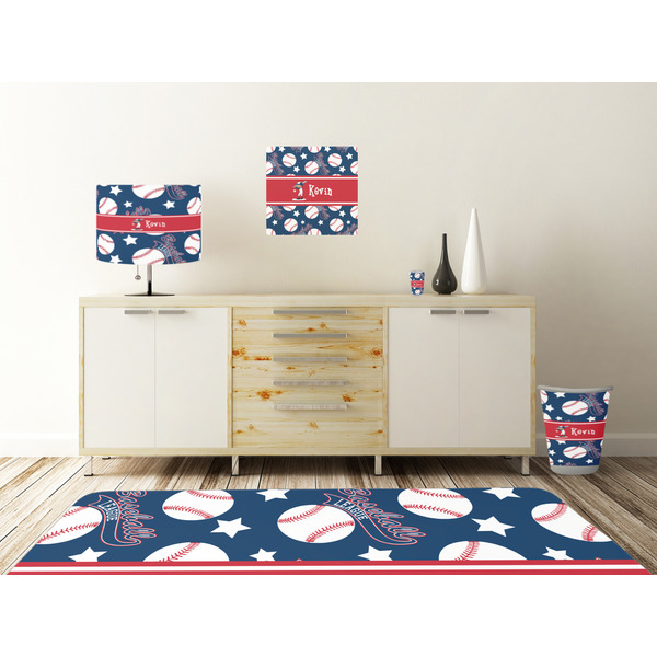 Baseball Square Wall Decal Wooden Desk
