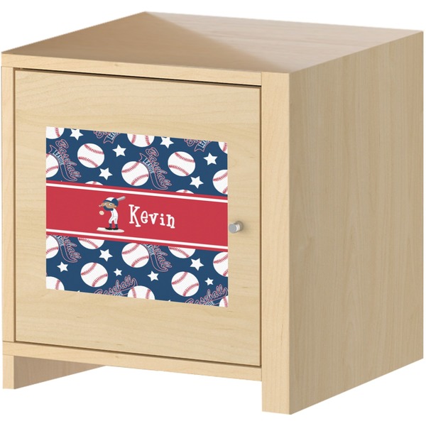 Baseball Square Wall Decal on Wooden Cabinet