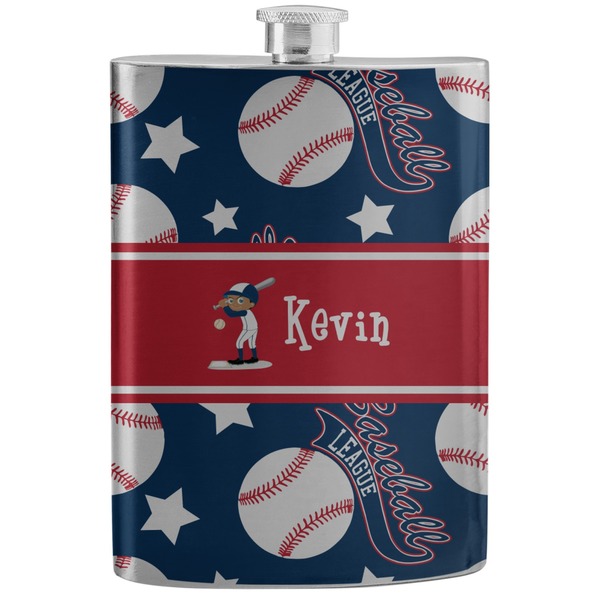 Custom Baseball Stainless Steel Flask (Personalized)