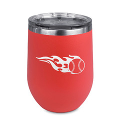 Baseball Stemless Stainless Steel Wine Tumbler - Coral - Double Sided (Personalized)
