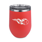 Baseball Stemless Stainless Steel Wine Tumbler - Coral - Single Sided