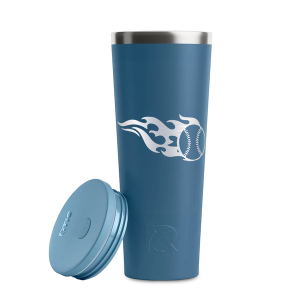 Baseball Steel Blue RTIC Everyday Tumbler - 28 oz. - Lid Off