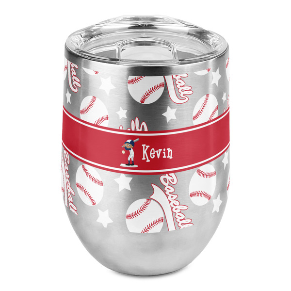 Custom Baseball Stemless Wine Tumbler - Full Print (Personalized)