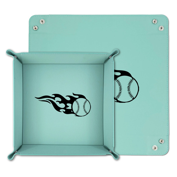 Baseball Teal Faux Leather Valet Trays - PARENT MAIN