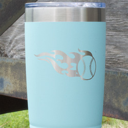 Baseball 20 oz Stainless Steel Tumbler - Teal - Double Sided (Personalized)