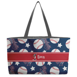 Baseball Beach Totes Bag - w/ Black Handles (Personalized)