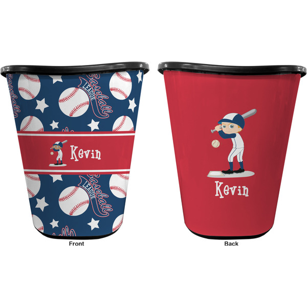 Baseball Trash Can Black - Front and Back - Apvl