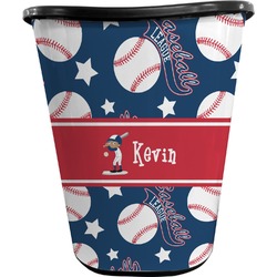 Baseball Waste Basket - Single Sided (Black) (Personalized)