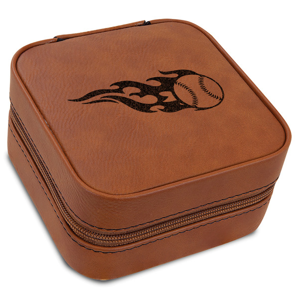 Custom Baseball Travel Jewelry Box - Rawhide Leather