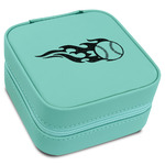 Baseball Travel Jewelry Box - Teal Leather