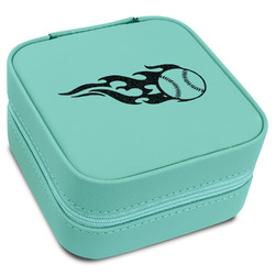 Baseball Travel Jewelry Box - Teal Leather