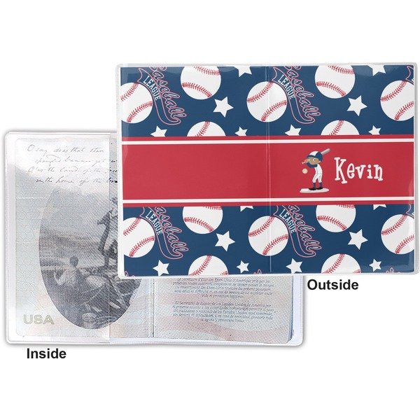 Baseball Vinyl Passport Holder - Flat Front and Back