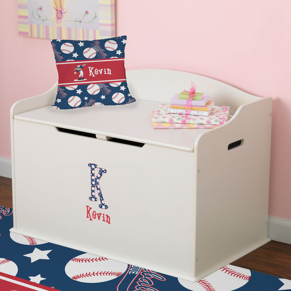 Baseball Wall Name & Initial Small on Toy Chest