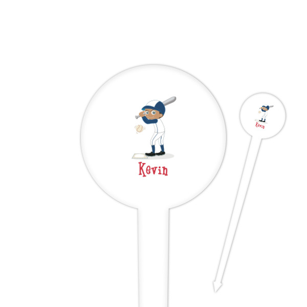 Custom Baseball 4" Round Plastic Food Picks - White - Single Sided (Personalized)