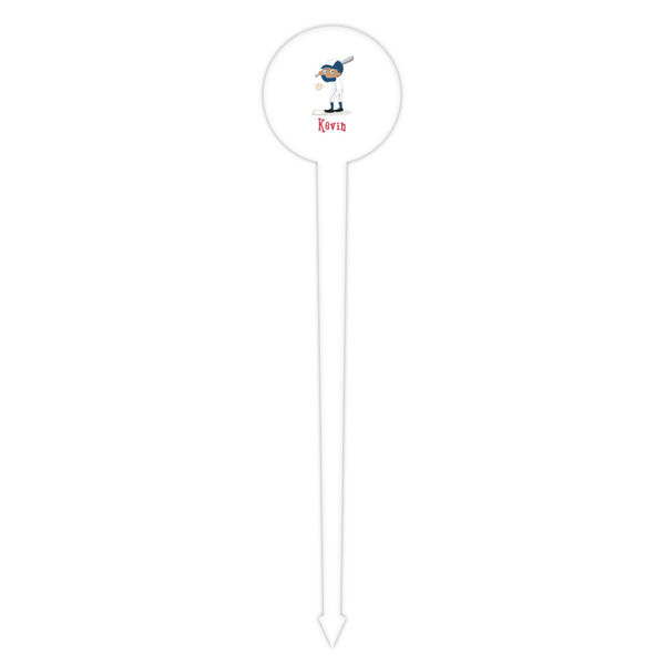 Baseball White Plastic 4" Food Pick - Round - Single Pick