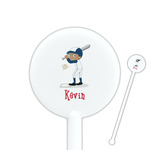 Baseball 5.5" Round Plastic Stir Sticks - White - Single Sided (Personalized)