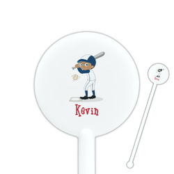 Baseball 5.5" Round Plastic Stir Sticks - White - Single Sided (Personalized)