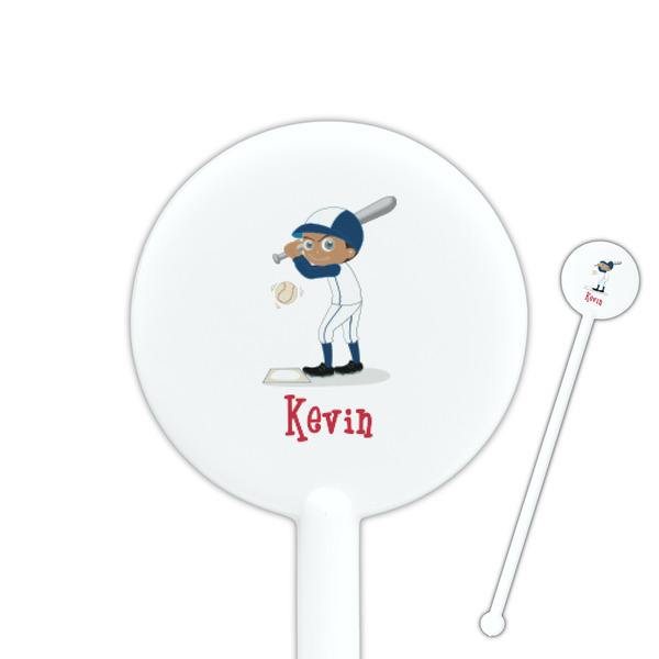 Custom Baseball 5.5" Round Plastic Stir Sticks - White - Single Sided (Personalized)