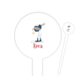 Baseball 6" Round Plastic Food Picks - White - Double Sided (Personalized)