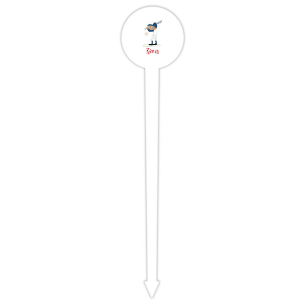 Baseball White Plastic 6" Food Pick - Round - Single Pick