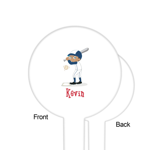 Baseball White Plastic 6" Food Pick - Round - Single Sided - Front & Back