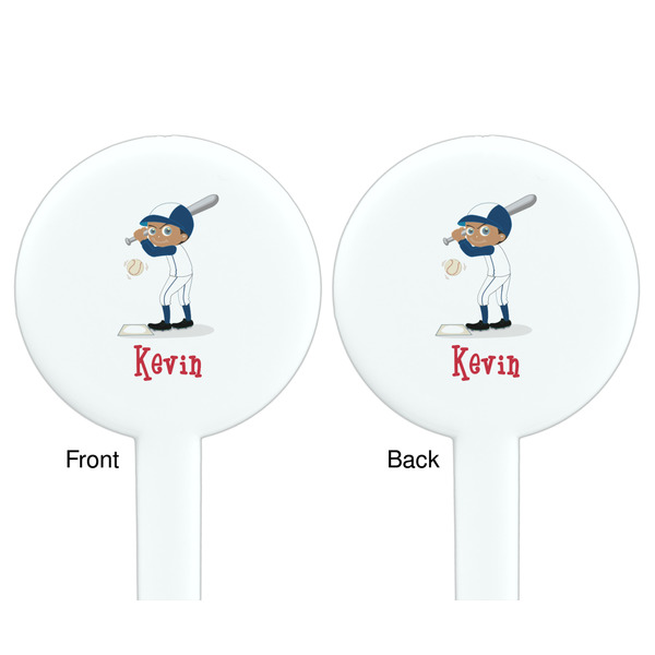 Baseball White Plastic 7" Stir Stick - Double Sided - Round - Front & Back