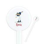 Baseball 7" Round Plastic Stir Sticks - White - Double Sided (Personalized)