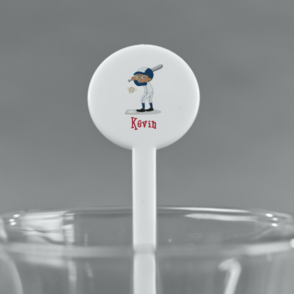 Baseball White Plastic 7" Stir Stick - Round - Main