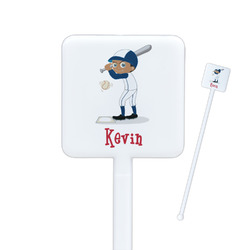 Baseball Square Plastic Stir Sticks - Single Sided (Personalized)