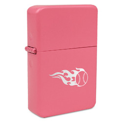 Baseball Windproof Lighter - Pink - Double Sided & Lid Engraved