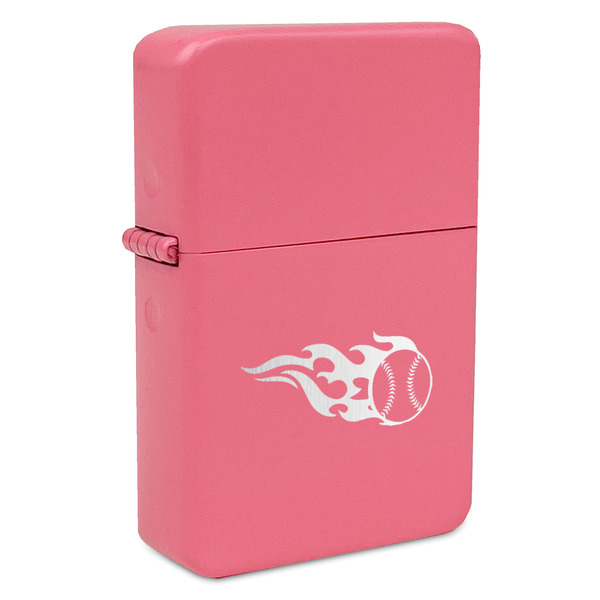 Custom Baseball Windproof Lighter - Pink - Double Sided