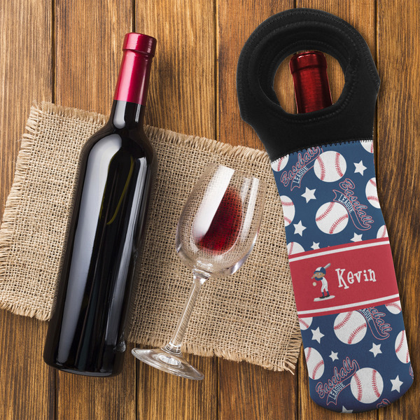 Baseball Wine Tote Bag - FLATLAY