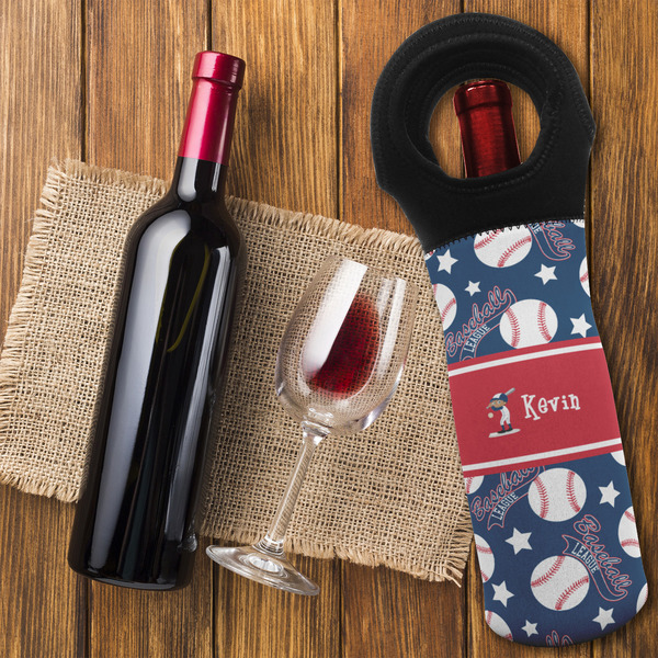 Baseball Wine Tote Bag - FLATLAY