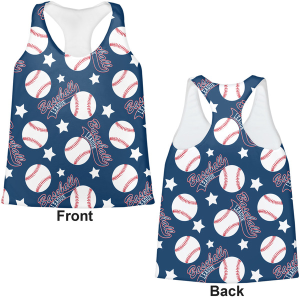 Baseball Womens Racerback Tank Tops - Medium - Front and Back