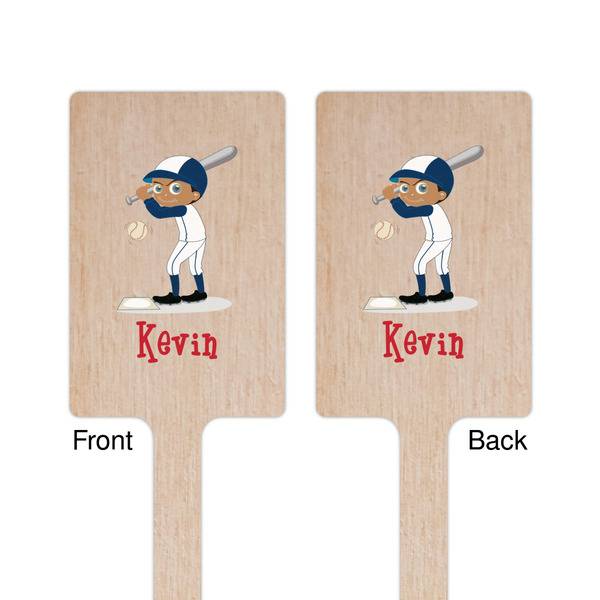 Baseball Wooden 6.25" Stir Stick - Rectangular - Double Sided - Front & Back