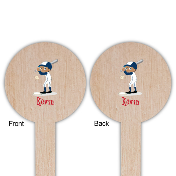 Baseball Wooden 6" Food Pick - Round - Double Sided - Front & Back